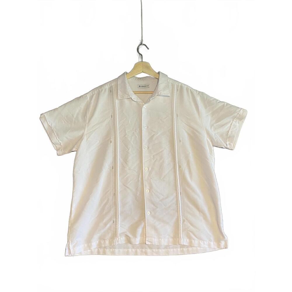 Cubavera Men's White Short Sleeve Button-Up Shirt Size Large